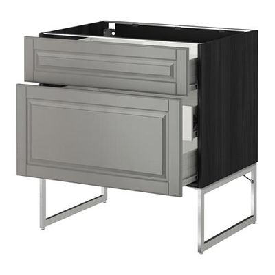 МЕТОД / ФОРВАРА Наполн шк 2 фрнт/3 средн ящ - 80x60x60 см, Будбин серый, под дерево черный