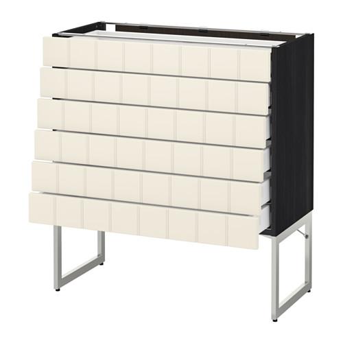 МЕТОД / МАКСИМЕРА Напольн шкаф 6фронт пнл/6 низ ящ - под дерево черный, Хитарп белый с оттенком, 80x37x60 см МЕТОД / МАКСИМЕРА Напольн шкаф 6фронт пнл/6 низ ящ - под дерево черный, Хитарп белый с оттенком, 80x37x60 см