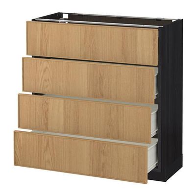 МЕТОД / ФОРВАРА Напольн шкаф 4 фронт панели/4 ящика - 80x37 см, Экестад дуб, под дерево черный МЕТОД / ФОРВАРА Напольн шкаф 4 фронт панели/4 ящика - 80x37 см, Экестад дуб, под дерево черный