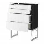 МЕТОД / ФОРВАРА Нплн шк 4 фронт/2 низк/2средн ящ - 60x37x60 см, Рингульт глянцевый белый, под дерево черный