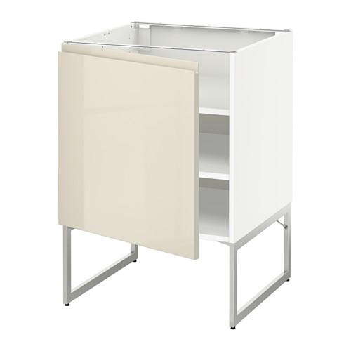 МЕТОД Напольный шкаф с полками - белый, Воксторп глянцевый светло-бежевый, 60x60x60 см МЕТОД Напольный шкаф с полками - белый, Воксторп глянцевый светло-бежевый, 60x60x60 см