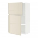 МЕТОД Навесной шкаф с полками/2дверцы - белый, Воксторп глянцевый светло-бежевый