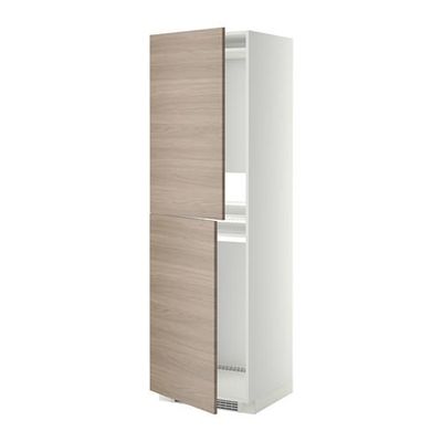 МЕТОД Высок шкаф д холодильн/мороз - 60x60x200 см, Брокхульт под грецкий орех светло-серый, белый