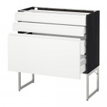 МЕТОД / МАКСИМЕРА Напольн шкаф 3фронт пнл/2низ/2ср ящ - под дерево черный, Воксторп белый, 80x37x60 см МЕТОД / МАКСИМЕРА Напольн шкаф 3фронт пнл/2низ/2ср ящ - под дерево черный, Воксторп белый, 80x37x60 см