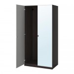 PAX гардероб 2-дверный черно-коричневый/Викедаль зеркальное стекло 99.8x60.2x201.2 cm