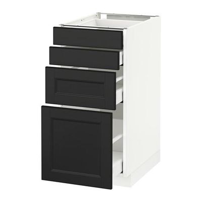 МЕТОД / МАКСИМЕРА Напольн шкаф 4 фронт панели/4 ящика - 40x60 см, Лаксарби черно-коричневый, белый МЕТОД / МАКСИМЕРА Напольн шкаф 4 фронт панели/4 ящика - 40x60 см, Лаксарби черно-коричневый, белый
