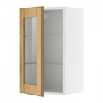 ФАКТУМ Навесной шкаф со стеклянной дверью - Норье дуб, 30x92 см