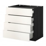 МЕТОД / ФОРВАРА Напольн шкаф 4 фронт панели/4 ящика - под дерево черный, Веддинге белый, 80x60 см