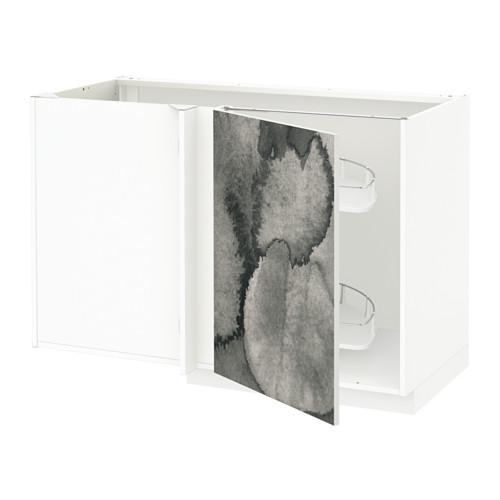 МЕТОД Угловой напол шкаф с выдвижн секц - белый, Кальвиа с печатным рисунком МЕТОД Угловой напол шкаф с выдвижн секц - белый, Кальвиа с печатным рисунком