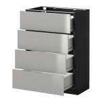 МЕТОД / ФОРВАРА Напольн шкаф 4 фронт панели/4 ящика - 60x37 см, Гревста нержавеющ сталь, под дерево черный МЕТОД / ФОРВАРА Напольн шкаф 4 фронт панели/4 ящика - 60x37 см, Гревста нержавеющ сталь, под дерево черный