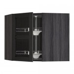 МЕТОД Углов навесн шк с врщ скц/сткл дв - под дерево черный, Лерх черная морилка, 68x60 см МЕТОД Углов навесн шк с врщ скц/сткл дв - под дерево черный, Лерх черная морилка, 68x60 см