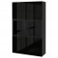 БЕСТО Комбинация д/хранения+стекл дверц - черно-коричневый/Сельсвикен глянцевый/черный прозрачное стекло