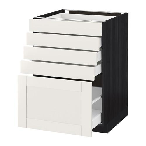 МЕТОД / МАКСИМЕРА Напольный шкаф с 5 ящиками - под дерево черный, Сэведаль белый, 60x60 см МЕТОД / МАКСИМЕРА Напольный шкаф с 5 ящиками - под дерево черный, Сэведаль белый, 60x60 см