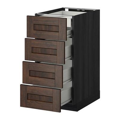 МЕТОД / ФОРВАРА Нплн шк 4фрнт/2нзк/3срд ящ - 40x60 см, Эдсерум под дерево коричневый, под дерево черный