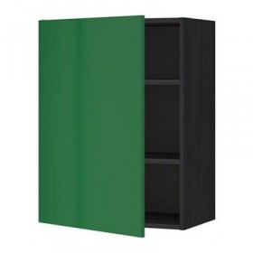 МЕТОД Шкаф навесной с полкой - 60x80 см, Флэди зеленый, под дерево черный