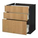 МЕТОД / ФОРВАРА Напольный шкаф с 3 ящиками - 80x60 см, Экестад дуб, под дерево черный МЕТОД / ФОРВАРА Напольный шкаф с 3 ящиками - 80x60 см, Экестад дуб, под дерево черный