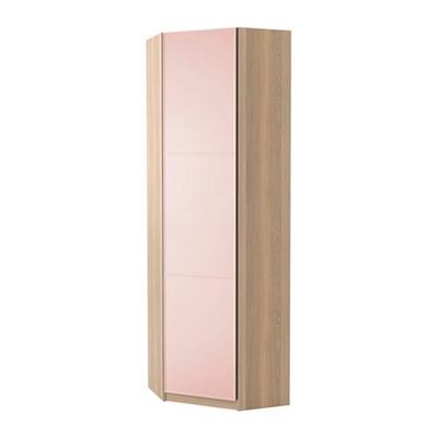 ПАКС Гардероб угловой - Мерокер светло-розовый, под беленый дуб, 73/73x236 см