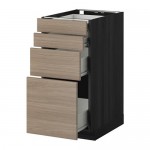 МЕТОД / ФОРВАРА Напольн шкаф 4 фронт панели/4 ящика - 40x60 см, Брокхульт под грецкий орех светло-серый, под дерево черный МЕТОД / ФОРВАРА Напольн шкаф 4 фронт панели/4 ящика - 40x60 см, Брокхульт под грецкий орех светло-серый, под дерево черный