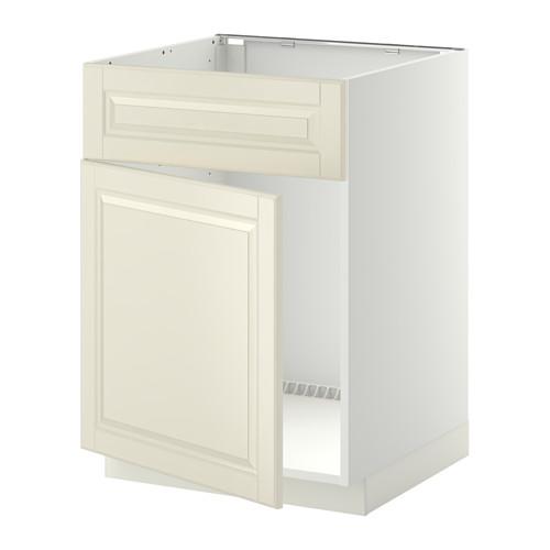 МЕТОД Напольный шкаф п-мойку с дв/фр пнл - белый, Будбин белый с оттенком МЕТОД Напольный шкаф п-мойку с дв/фр пнл - белый, Будбин белый с оттенком