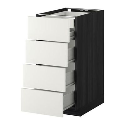 МЕТОД / ФОРВАРА Нплн шк 4фрнт/2нзк/3срд ящ - 40x60 см, Хэггеби белый, под дерево черный