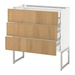 МЕТОД / МАКСИМЕРА Напольн шкаф 3фронт пнл/2низ/2ср ящ - белый, Экестад дуб, 80x37x60 см МЕТОД / МАКСИМЕРА Напольн шкаф 3фронт пнл/2низ/2ср ящ - белый, Экестад дуб, 80x37x60 см