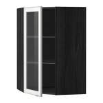 МЕТОД Углов навесн шк с полками/сткл дв - под дерево черный, Ютис матовое стекло/алюминий, 68x100 см МЕТОД Углов навесн шк с полками/сткл дв - под дерево черный, Ютис матовое стекло/алюминий, 68x100 см