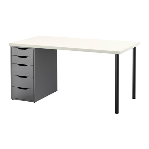 ALEX/LINNMON стол белый/серый