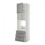 МЕТОД / ФОРВАРА Высок шкаф д/духовки/СВЧ/дверца/3ящ - 60x60x220 см, Будбин серый, белый МЕТОД / ФОРВАРА Высок шкаф д/духовки/СВЧ/дверца/3ящ - 60x60x220 см, Будбин серый, белый