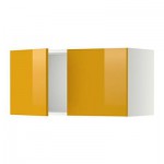 МЕТОД Навесной шкаф с 2 дверями - Ерста глянцевый желтый, белый