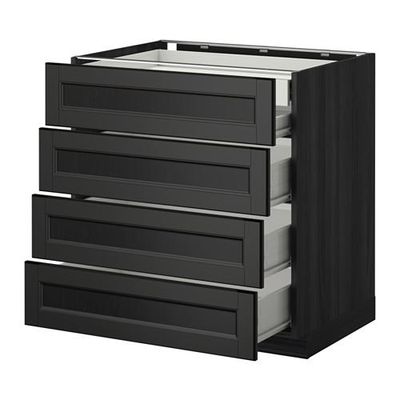 МЕТОД / ФОРВАРА Нплн шк 4фрнт/2нзк/3срд ящ - 80x60 см, Лаксарби черно-коричневый, под дерево черный МЕТОД / ФОРВАРА Нплн шк 4фрнт/2нзк/3срд ящ - 80x60 см, Лаксарби черно-коричневый, под дерево черный