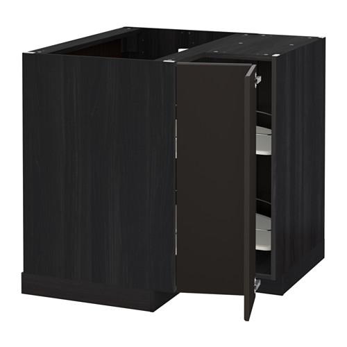 МЕТОД Угл напольн шкаф с вращающ секц - под дерево черный, Кунгсбакка антрацит МЕТОД Угл напольн шкаф с вращающ секц - под дерево черный, Кунгсбакка антрацит