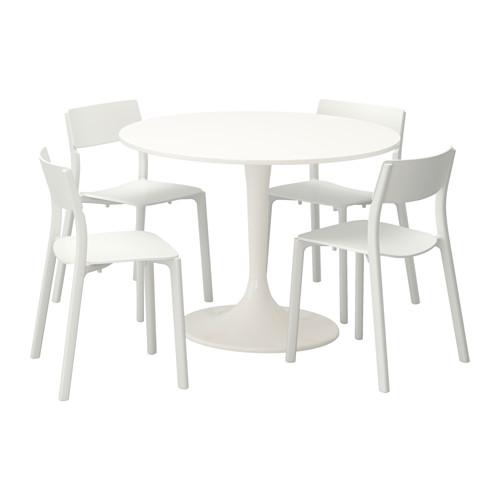 DOCKSTA/JANINGE стол и 4 стула белый/белый