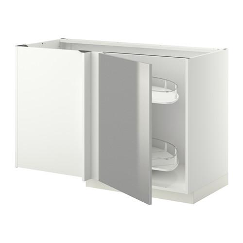 МЕТОД Угловой напол шкаф с выдвижн секц - белый, Гревста нержавеющ сталь