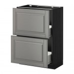 МЕТОД / ФОРВАРА Наполн шк 2 фрнт/2 средн ящ - под дерево черный, Будбин серый, 60x37 см