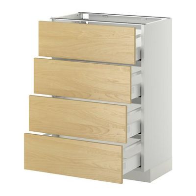 МЕТОД / МАКСИМЕРА Напольн шкаф 4 фронт панели/4 ящика - белый, Тингсрид под березу, 60x37 см МЕТОД / МАКСИМЕРА Напольн шкаф 4 фронт панели/4 ящика - белый, Тингсрид под березу, 60x37 см
