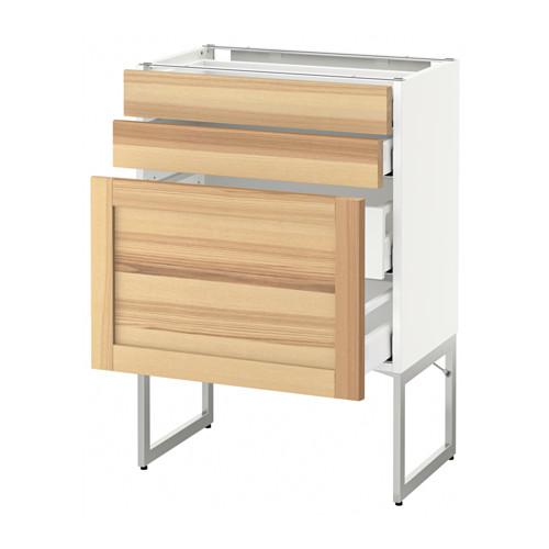 МЕТОД / МАКСИМЕРА Напольн шкаф 3фронт пнл/2низ/2ср ящ - белый, Торхэмн естественный ясень, 60x37x60 см МЕТОД / МАКСИМЕРА Напольн шкаф 3фронт пнл/2низ/2ср ящ - белый, Торхэмн естественный ясень, 60x37x60 см