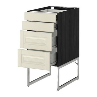МЕТОД / ФОРВАРА Нплн шк 4 фронт/2 низк/2средн ящ - 40x60x60 см, Будбин белый с оттенком, под дерево черный