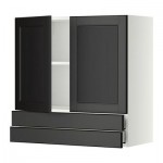 МЕТОД / МАКСИМЕРА Навесной шкаф/2дверцы/2ящика - 80x80 см, Лаксарби черно-коричневый, белый МЕТОД / МАКСИМЕРА Навесной шкаф/2дверцы/2ящика - 80x80 см, Лаксарби черно-коричневый, белый