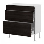 ФАКТУМ Напольный шкаф с 3 ящиками - Гношё черный, 80x37 см ФАКТУМ Напольный шкаф с 3 ящиками - Гношё черный, 80x37 см