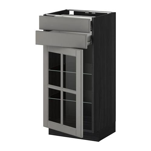 МЕТОД / ФОРВАРА Напольн шк/2 ящ/2 сткл дврц - под дерево черный, Будбин серый