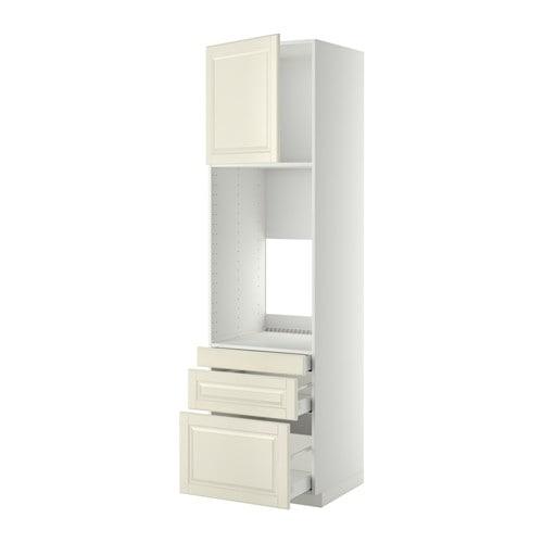 МЕТОД / МАКСИМЕРА Выс шкаф д/двойн духовки/3ящ/дверца - белый, Будбин белый с оттенком, 60x60x220 см