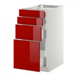 МЕТОД / ФОРВАРА Напольн шкаф 4 фронт панели/4 ящика - 40x60 см, Рингульт глянцевый красный, белый МЕТОД / ФОРВАРА Напольн шкаф 4 фронт панели/4 ящика - 40x60 см, Рингульт глянцевый красный, белый
