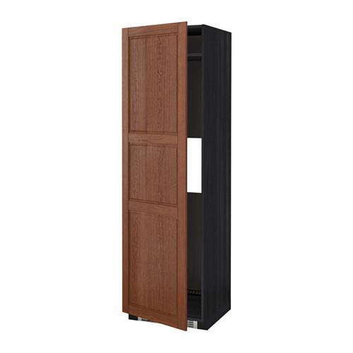 МЕТОД Выс шкаф д/холод или мороз, с дверц - под дерево черный, Филипстад коричневый