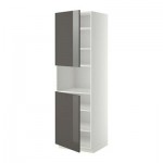 МЕТОД Выс шкаф д/СВЧ/2 дверцы/полки - 60x60x200 см, Рингульт глянцевый серый, белый МЕТОД Выс шкаф д/СВЧ/2 дверцы/полки - 60x60x200 см, Рингульт глянцевый серый, белый