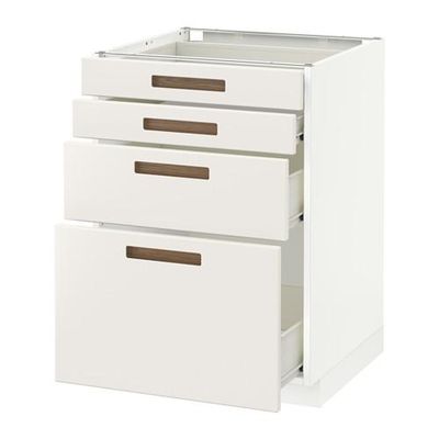 МЕТОД / ФОРВАРА Напольн шкаф 4 фронт панели/4 ящика - 60x60 см, Мэрста белый, белый