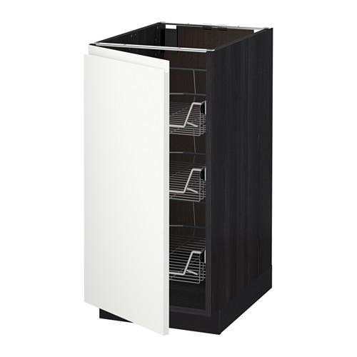 МЕТОД Напольный шкаф с проволочн ящиками - под дерево черный, Воксторп белый, 40x60 см