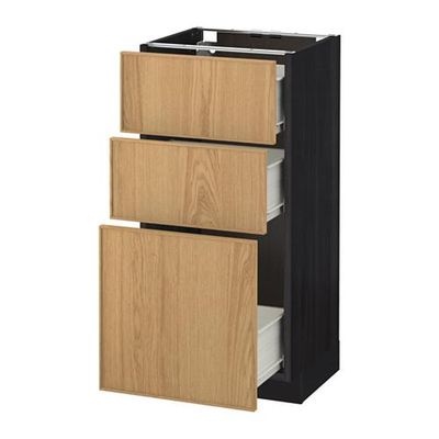 МЕТОД / ФОРВАРА Напольный шкаф с 3 ящиками - 40x37 см, Экестад дуб, под дерево черный МЕТОД / ФОРВАРА Напольный шкаф с 3 ящиками - 40x37 см, Экестад дуб, под дерево черный