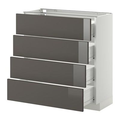 МЕТОД / ФОРВАРА Напольн шкаф 4 фронт панели/4 ящика - 80x37 см, Рингульт глянцевый серый, белый МЕТОД / ФОРВАРА Напольн шкаф 4 фронт панели/4 ящика - 80x37 см, Рингульт глянцевый серый, белый