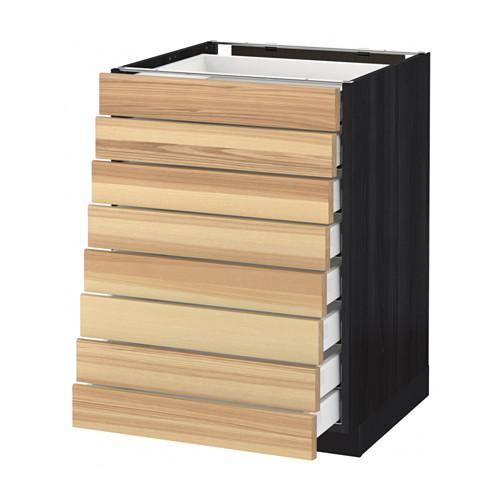 МЕТОД / МАКСИМЕРА Наполн шкаф 8 фронт/8 низк ящиков - под дерево черный, Торхэмн естественный ясень, 60x60 см МЕТОД / МАКСИМЕРА Наполн шкаф 8 фронт/8 низк ящиков - под дерево черный, Торхэмн естественный ясень, 60x60 см