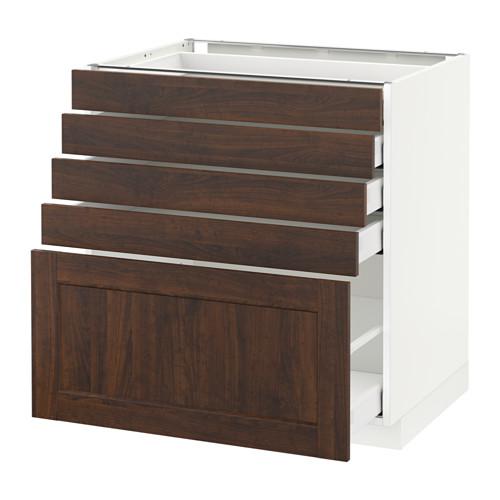 МЕТОД / МАКСИМЕРА Напольный шкаф с 5 ящиками - белый, Эдсерум под дерево коричневый, 80x60 см